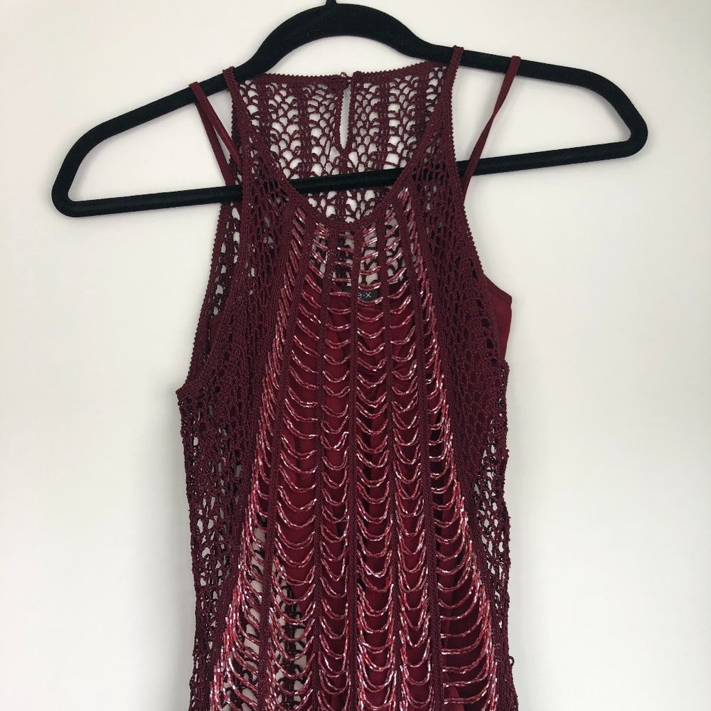 Ladies Size Small Wine Sleeveless Sequence Top with matching undershirt-